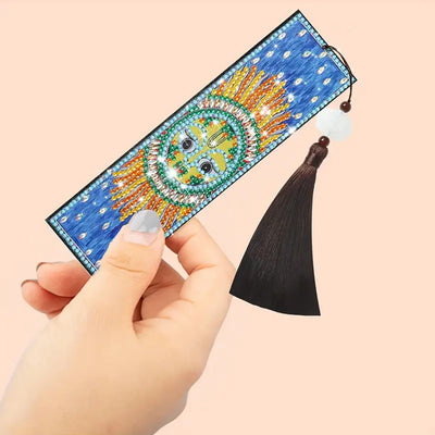 2Pcs Abstract Cartoon Sun Leather Bookmark Diamond Painting Kits