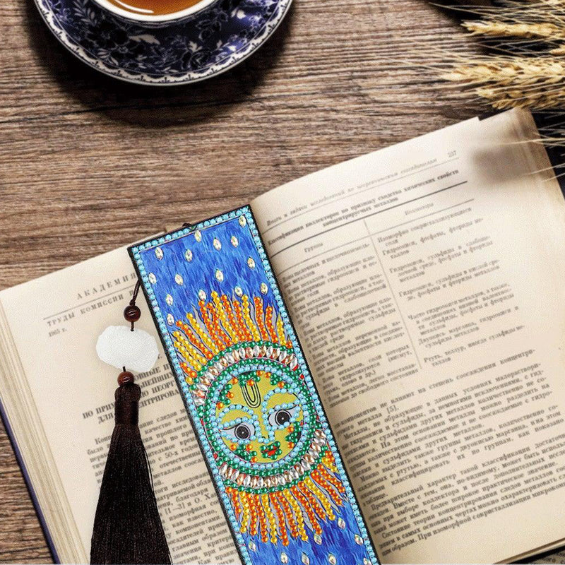 2Pcs Abstract Cartoon Sun Leather Bookmark Diamond Painting Kits