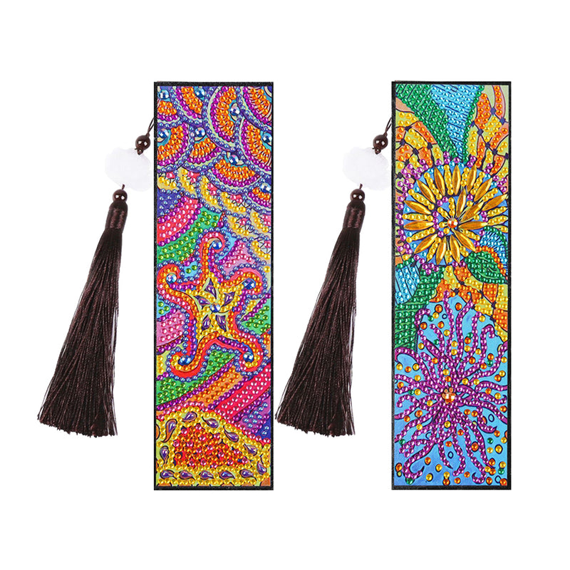 2Pcs Starfish and Seaweed Leather Bookmark Diamond Painting Kits