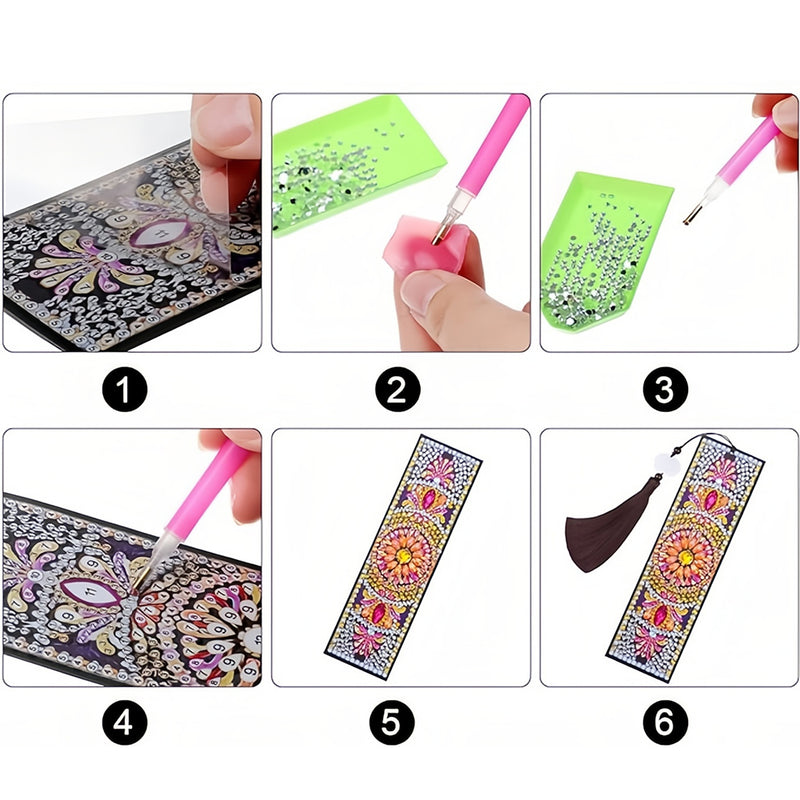 4Pcs Abstract Mandala Leather Bookmark Diamond Painting Kits