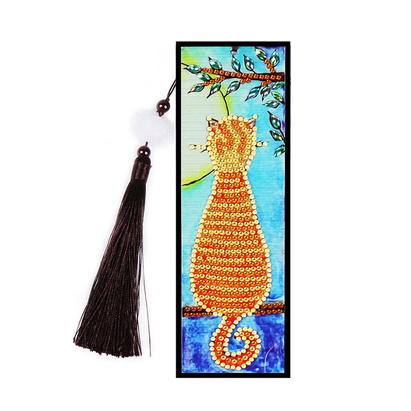 Orange Cat Leather Bookmark Diamond Painting Kits