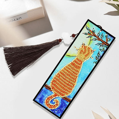 Orange Cat Leather Bookmark Diamond Painting Kits