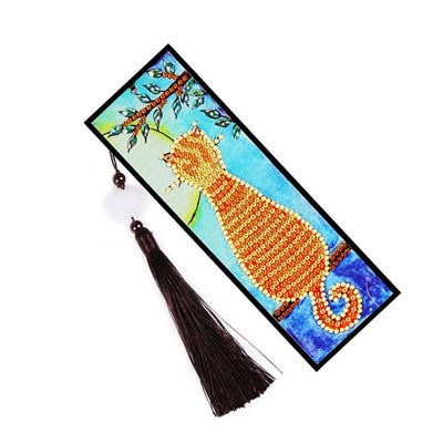 Orange Cat Leather Bookmark Diamond Painting Kits