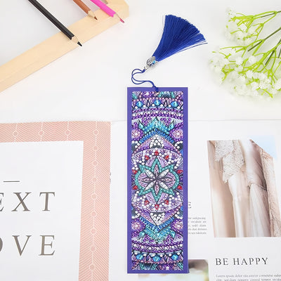 Blue Purple Mandala Leather Bookmark Diamond Painting Kits