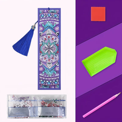 Blue Purple Mandala Leather Bookmark Diamond Painting Kits