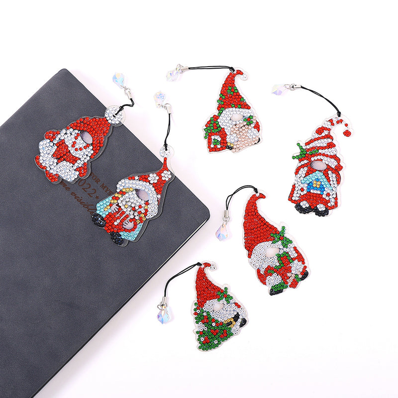 6Pcs Christmas Gnome Acrylic Bookmark Diamond Painting Kits