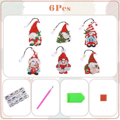 6Pcs Christmas Gnome Acrylic Bookmark Diamond Painting Kits