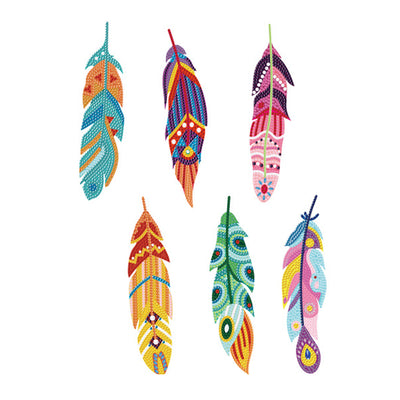 12Pcs Colorful Feathers Acrylic Bookmark Diamond Painting Kits