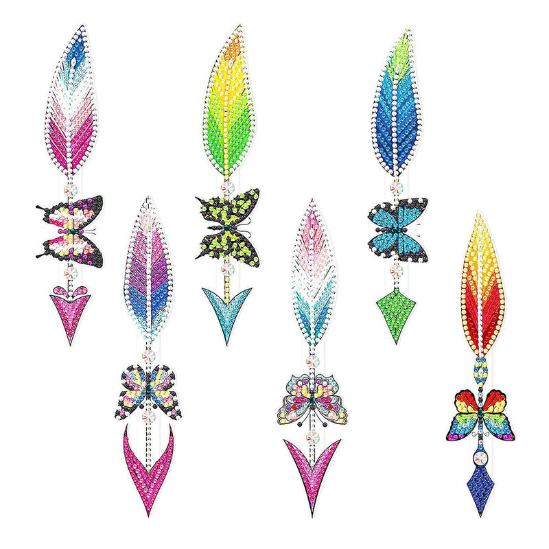 6Pcs Arrow Feather Butterfly Acrylic Bookmark Diamond Painting Kits