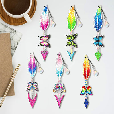 6Pcs Arrow Feather Butterfly Acrylic Bookmark Diamond Painting Kits