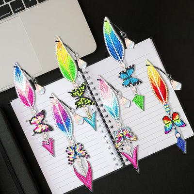 6Pcs Arrow Feather Butterfly Acrylic Bookmark Diamond Painting Kits