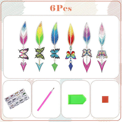 6Pcs Arrow Feather Butterfly Acrylic Bookmark Diamond Painting Kits