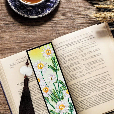 2Pcs Daisies and Daffodils Leather Bookmark Diamond Painting Kits