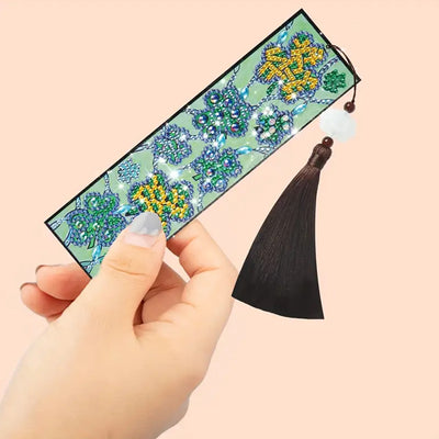 Green Flowers Leather Bookmark Diamond Painting Kits