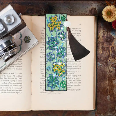 Green Flowers Leather Bookmark Diamond Painting Kits