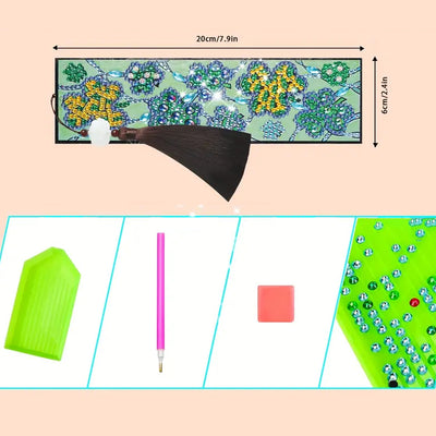 Green Flowers Leather Bookmark Diamond Painting Kits