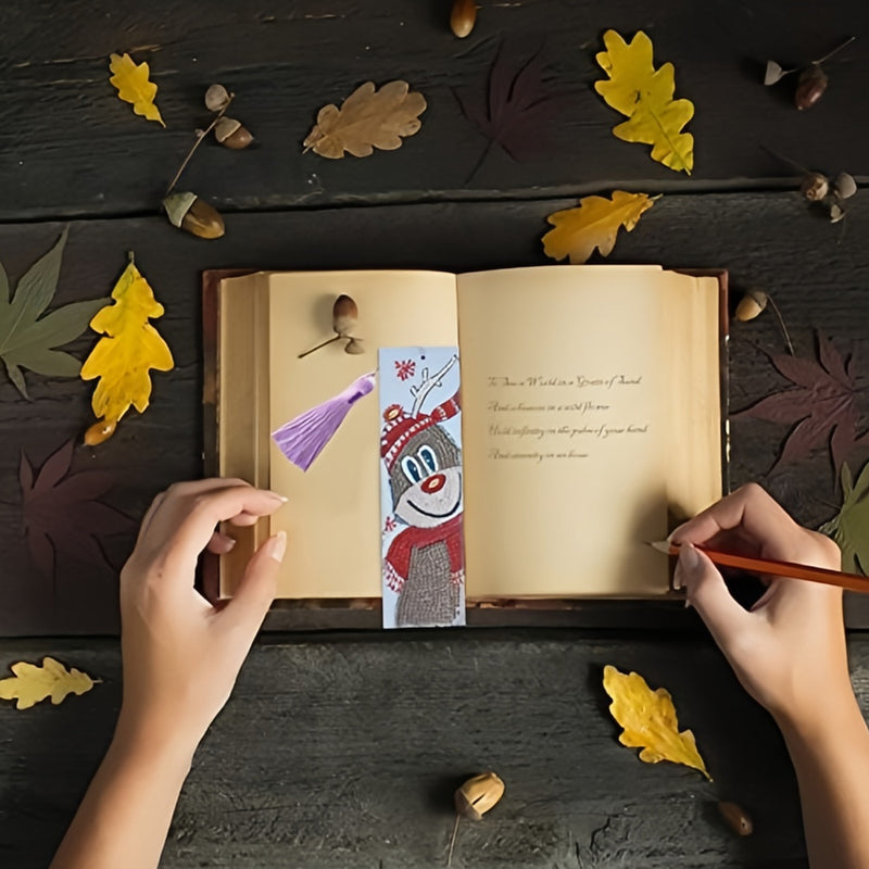 Christmas Bear Leather Bookmark Diamond Painting Kits