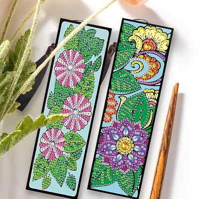 8Pcs Various Flowers Leather Bookmark Diamond Painting Kits