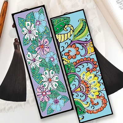 8Pcs Various Flowers Leather Bookmark Diamond Painting Kits