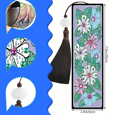 8Pcs Various Flowers Leather Bookmark Diamond Painting Kits