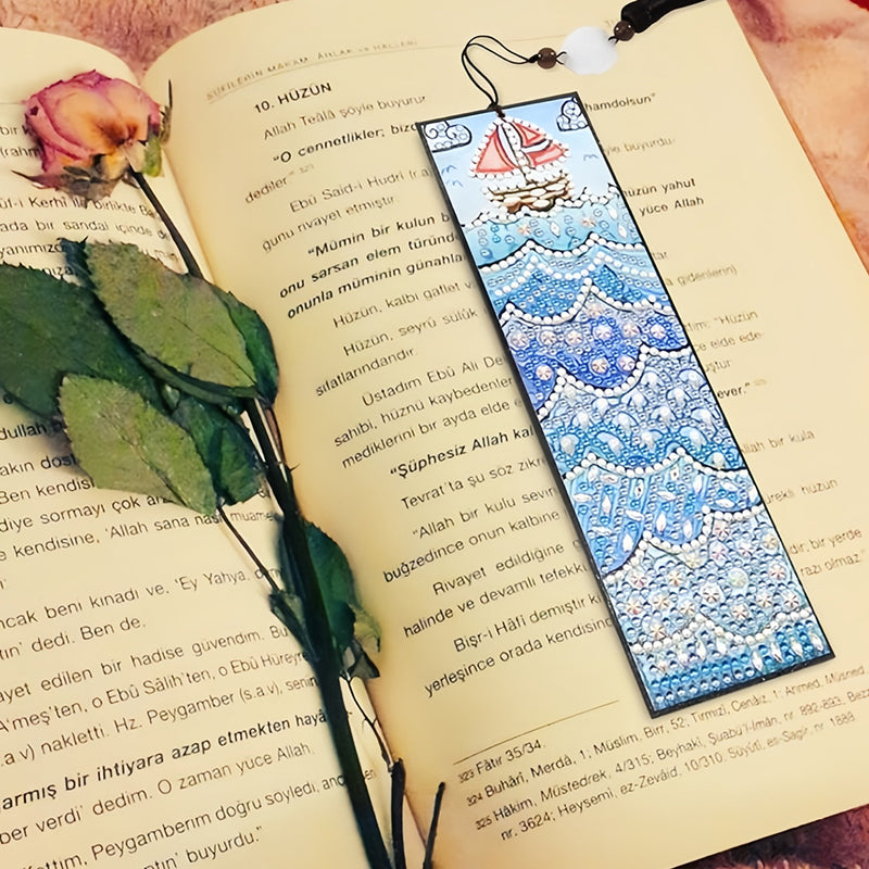 Sailing Boat on Waves Leather Bookmark Diamond Painting Kits