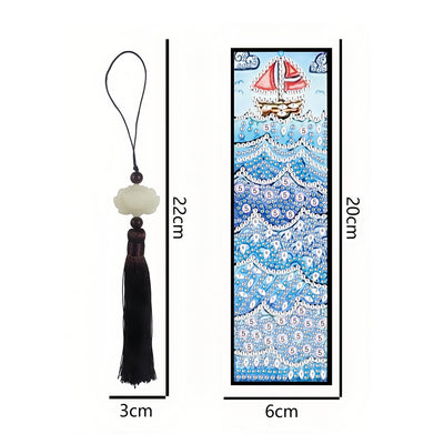 Sailing Boat on Waves Leather Bookmark Diamond Painting Kits