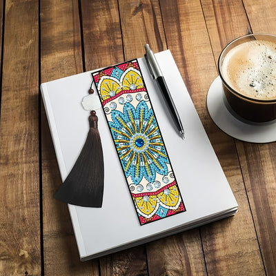 Blue Daisy Mandala Leather Bookmark Diamond Painting Kits