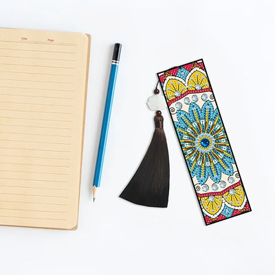 Blue Daisy Mandala Leather Bookmark Diamond Painting Kits