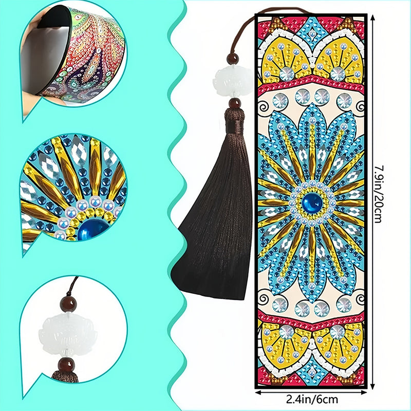 Blue Daisy Mandala Leather Bookmark Diamond Painting Kits