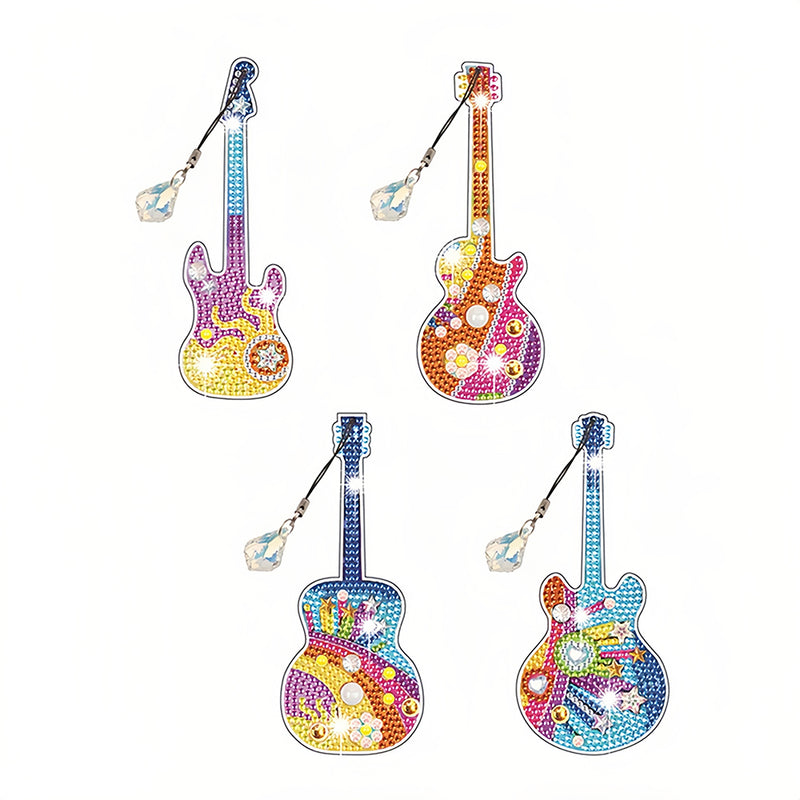 4Pcs Popular Guitar Acrylic Bookmark Diamond Painting Kits