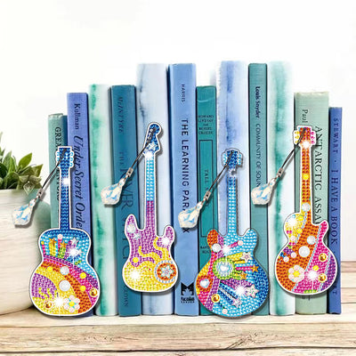 4Pcs Popular Guitar Acrylic Bookmark Diamond Painting Kits