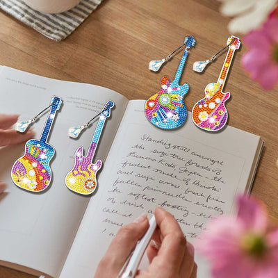 4Pcs Popular Guitar Acrylic Bookmark Diamond Painting Kits