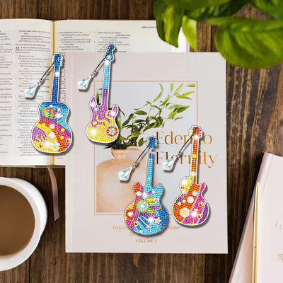 4Pcs Popular Guitar Acrylic Bookmark Diamond Painting Kits