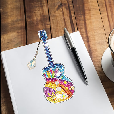 4Pcs Popular Guitar Acrylic Bookmark Diamond Painting Kits