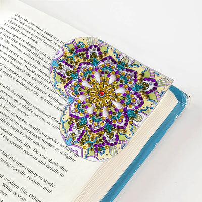 6Pcs Heart Shaped Mandala PU Corner Cover Bookmark Diamond Painting Kits