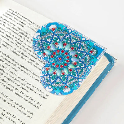 6Pcs Heart Shaped Mandala PU Corner Cover Bookmark Diamond Painting Kits