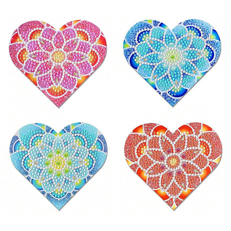 4Pcs Heart Shaped Lotus PU Corner Cover Bookmark Diamond Painting Kits