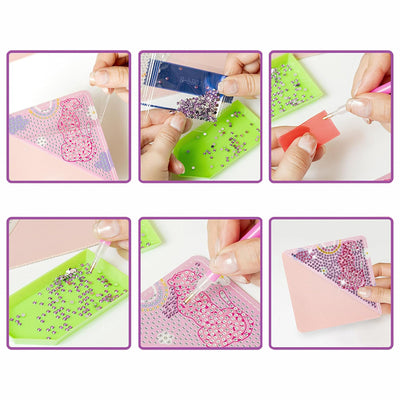 4Pcs Pupolar Heart PU Corner Cover Bookmark Diamond Painting Kits