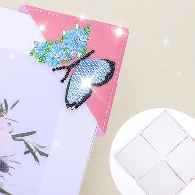 6Pcs Butterfly Flower PU Corner Cover Bookmark Diamond Painting Kits