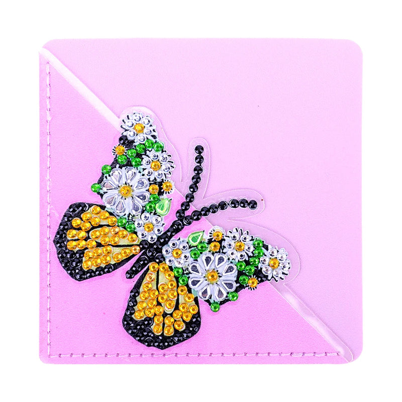 6Pcs Butterfly Flower PU Corner Cover Bookmark Diamond Painting Kits