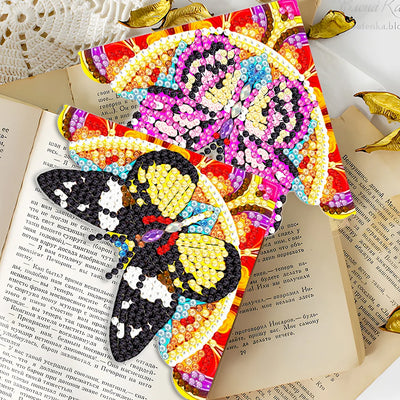 4Pcs Black and Red Butterfly PU Corner Cover Bookmark Diamond Painting Kits