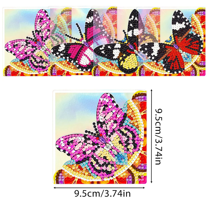 4Pcs Black and Red Butterfly PU Corner Cover Bookmark Diamond Painting Kits