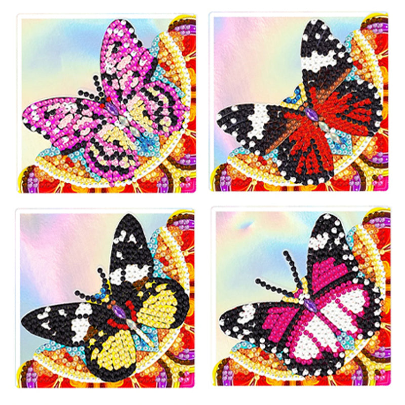 4Pcs Black and Red Butterfly PU Corner Cover Bookmark Diamond Painting Kits