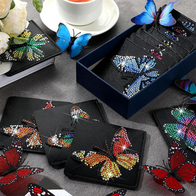 12Pcs Butterfly in Darkness PU Corner Cover Bookmark Diamond Painting Kits