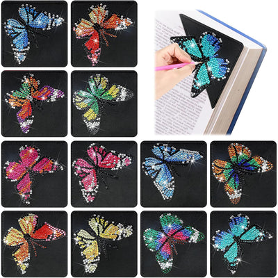 12Pcs Butterfly in Darkness PU Corner Cover Bookmark Diamond Painting Kits