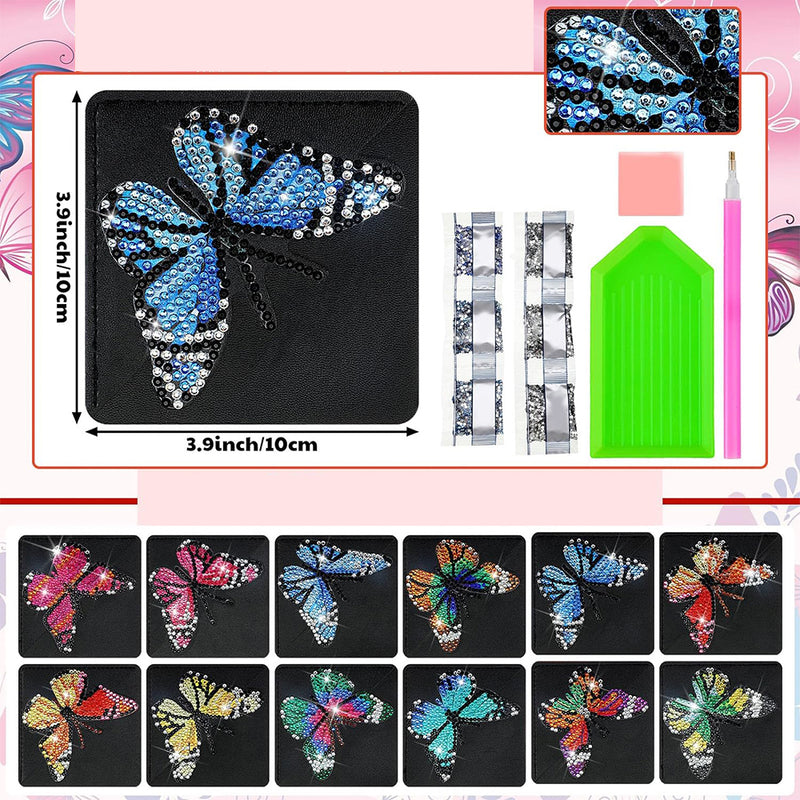 12Pcs Butterfly in Darkness PU Corner Cover Bookmark Diamond Painting Kits