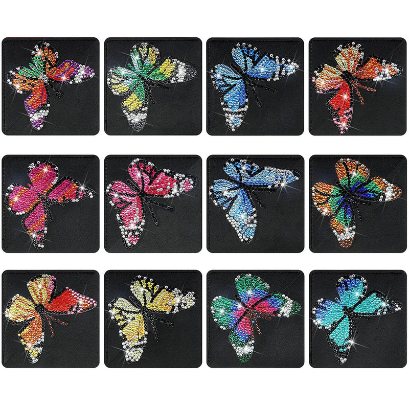 12Pcs Butterfly in Darkness PU Corner Cover Bookmark Diamond Painting Kits