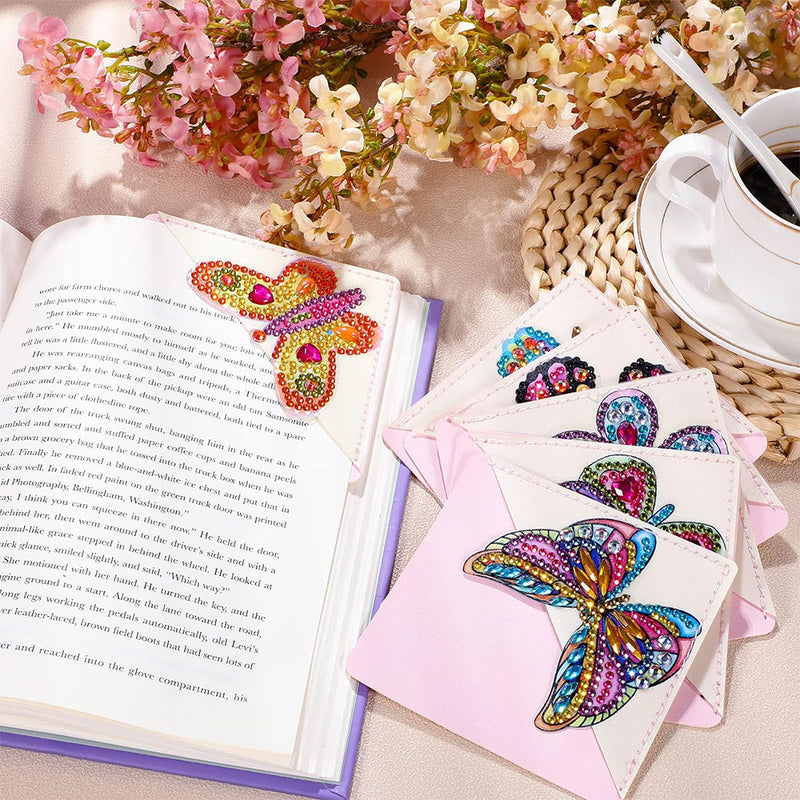 6Pcs Lifelike Butterfly PU Corner Cover Bookmark Diamond Painting Kits