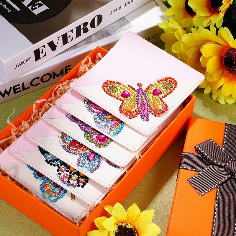 6Pcs Lifelike Butterfly PU Corner Cover Bookmark Diamond Painting Kits