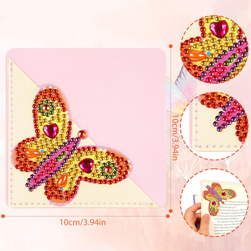 6Pcs Lifelike Butterfly PU Corner Cover Bookmark Diamond Painting Kits